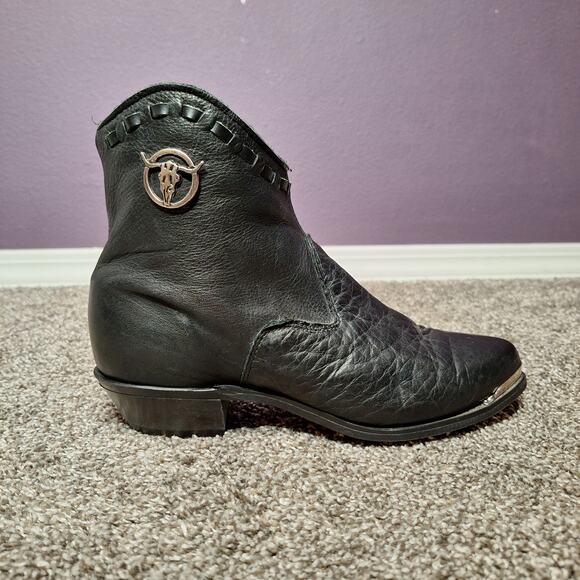 Capezio womens 7 black soft leather metal accent western booties - Picture 1 of 7